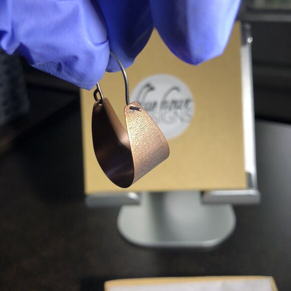 Copper Scoop Earrings Small Arc Shaped Handmade Jewelry By Blue Hour Design - Picture 7 of 10